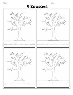 the four seasons tree worksheet is shown in black and white, which includes four different