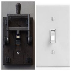 two switches and one light switch are shown in this split screen image from left to right