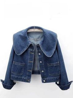 Casual look denim jacket. European design. Buttons down front closure. Pockets on front. Cotton and polyester blend fabric. Color may be lighter or darker depending of the device it is displayed. Trendy Dark Wash Collared Outerwear, Dark Wash Denim Collared Outerwear, Collared Dark Wash Denim Jacket For Winter, Dark Wash Collared Denim Jacket For Winter, Winter Collared Dark Wash Denim Jacket, Trendy Collared Denim Blue Outerwear, Dark Wash Long Sleeve Cropped Jacket For Winter, Collared Denim Blue Jacket For Winter, Collared Denim Jacket For Winter