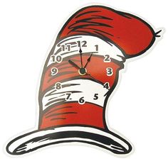 a clock with the cat in the hat on it's face and hands is shown