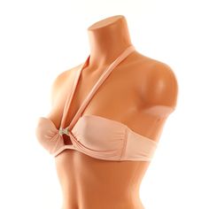 Swarovski Center Accessory On A Chic Bandeau Top. - Soft Preformed Bandeau Cups - Top Closes With Clasp At Back And Ties Around The Neck - Can Be Worn Strapless When Tying The Strings In The Front - Side Stays For Support - 80% Polyamide / 20% Elastane Top Sold Separately - Final Sale Fitted Peach Swimwear For Swimming, Stretch Strapless Bra For The Beach, Fitted Peach Swimwear, Pink Peach, Bandeau Top, Womens Swim, Final Sale, High Quality, Pink