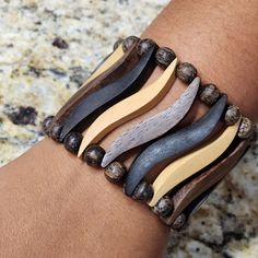 Beautiful Handmade Wood Bracelet. Expandable. Charlie One Horse Hats, Christian Dior Bracelet, Starbucks Valentines, Artisan Bracelets, Wood Bracelet, Kendra Scott Earrings, Wood Accessories, Leather Floral, Twist Headband