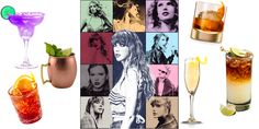 four different types of cocktails with pictures on them