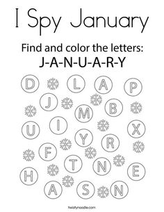 i spy january find and color the letters for each letter in this printable activity