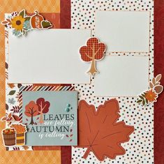 an autumn scrapbook with leaves and fall tags