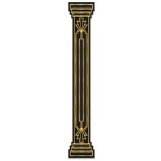 the letter i is made up of black and gold columns with decorative designs on them