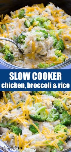 this slow cooker chicken broccoli and rice casserole is the perfect dinner