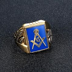 Saint Benedict Medal cssml ndsmd Knights Templar Ring - Bricks Masons Adjustable Blue Open Ring Jewelry, Rectangular Blue Signet Ring For Gifts, Rectangular Blue Signet Ring Gift, Rectangular Blue Signet Ring As A Gift, Blue Rectangular Signet Ring As Gift, Blue Rectangular Signet Ring For Gift, Saint Benedict Medal, Benedict Medal, Masonic Ring