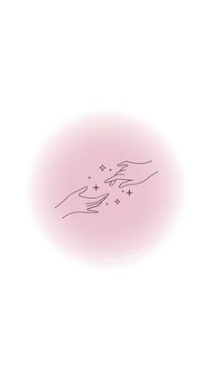 a drawing of two hands reaching towards each other with stars in the sky above them