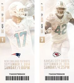 two tickets for the new england patriots and kansas chiefs football teams are shown in this image