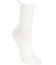 From UGG, these socks feature:Quarter socks75% Cotton / 24% Polyester / 1% ElastaneApprox. 5.5" heightLettuce edge UGG® logo on footbed instepFits shoe size: 5-10Machine Wash/ Tumble DryImported. Cotton Socks For Spring Stocking Stuffers, Cozy White Cotton Socks, Spring Cotton Stretch Hosiery, Soft White Spring Socks, Comfortable White Knee-high Socks For Spring, White Comfortable Knee-high Socks, White Knee-high Socks For Spring, Comfortable Cotton Knee-high Socks For Spring, Soft Cotton Socks With Stretch