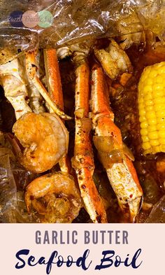 garlic butter seafood boil with corn on the cob