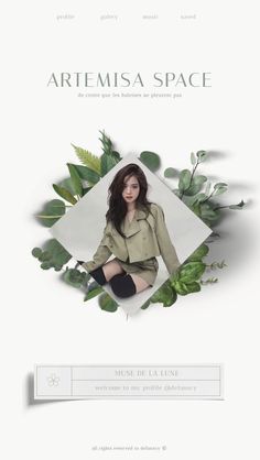 an image of a woman sitting on the ground in front of plants and leaves, with text that reads artemusa space