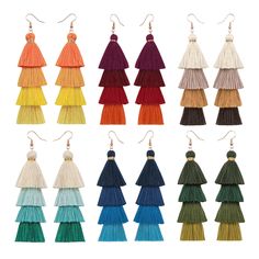 PRICES MAY VARY. ♥BOHEMIAN TASSEL EARRINGS SET♥--4 Layered Tassel Drop Earrings; Various Styles & Colors Of Earrings,More Styles More Matching. ♥MATERIALS&SIZE♥--Made Of Safe Alloy and Advanced Cotton Thread, lead-free And Nickel-free. Dangle Length: 10.5cm(4.13"). ♥SUITABLE OCCASION♥--Elegant and Exquisite,Fun and Colorful Earrings Set for You. Suitable For Many Occasion ,Such As Friends Party,Dance Ball,Taking Fashion Photo,Daily Wearing. ♥WEARINGS TIPS♥--In Order To Extend The Life Of The Jew Disco Party Outfit, Plain White Tee, Long Tassel Earrings, Long Fringe, Party Dance, Tassel Drop Earrings, Earrings Bohemian, Long Layers, Colorful Earrings