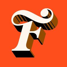 the letter p is made up of black, brown and white stripes on an orange background