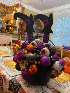 a halloween centerpiece on top of a table