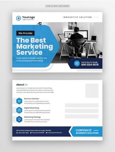 a blue and white business flyer template