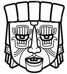 a black and white drawing of a mask with large eyes stock photo, royalty illustration