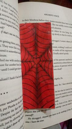 an open book with a spider web drawn on it