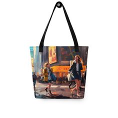 Stay stylish and organized on the go with our spacious tote bag, now with FREE SHIPPING to the US, Canada, EU, and UK! The artwork Immerse yourself in the vibrant energy of a city that never sleeps. This artwork captures the essence of New York City, where every street is a runway and every corner, a new adventure. The dynamic brush strokes bring Times Square to life, illuminating the city's iconic billboards and bustling crowds. The tote bag This tote bag is both trendy and practical and is per New York Vibes, Ville New York, Unique Tote Bag, Stylish Tote Bag, City That Never Sleeps, New Adventure, New Adventures, The Go, Times Square