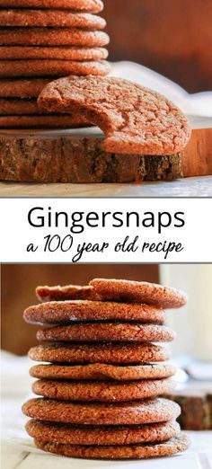 ginger snaps cookies stacked on top of each other with the title text overlaying