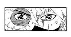 an image of two anime eyes with one being drawn in black and white, the other is