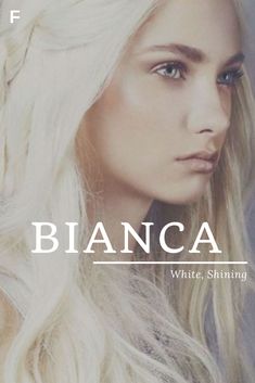 a woman with long blonde hair and blue eyes is featured in the cover of bianca