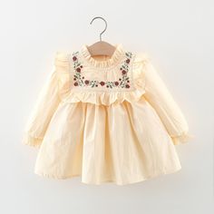 Baby Toddler Embroidered Flower Vintage Dress Flower Vintage, Baby Grows, Toddler Dress, Height And Weight, Vintage Dress, Embroidered Flowers, Vintage Flowers, Photo Props, Baby Toddler