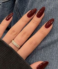 Oval Nails Dark, Dark Red Nails, Wine Nails, Maroon Nails, Cherry Nails, Red Nail Polish, Red Nail, Classy Nails