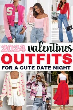 valentine's outfits for a cute date night, including cardigans and jackets