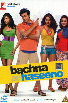 the movie poster for badna haseeno is shown in front of two young women