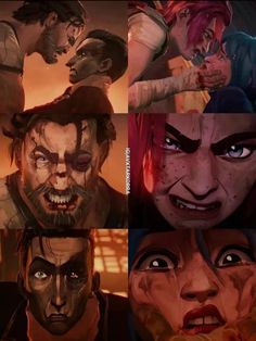 the many faces of an evil man and woman with different facial expressions on their faces