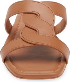 Stuart Weitzman Ibiza Slide Sandal (Women) | Nordstrom Synthetic Square Toe Mules For The Beach, Trendy Brown Sandals With Square Toe, Trendy Brown Square Toe Sandals, Leather Square Toe Mules For Beach, Leather Mules With Square Toe For Beach, Modern Beach Mules With Heel Loop, Modern Square Toe Beach Sandals, Chic Beach Slides With Square Toe, Perfect Shoes