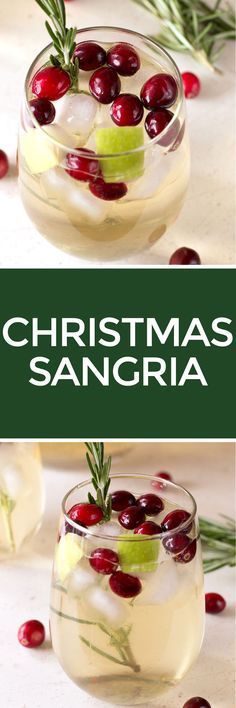 christmas sangria with cranberries and rosemary garnish