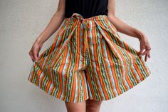 "High waist summer skorts, 60s 70s bohemian shorts, striped hippie shorts, festival wear, M 100% cotton high waist summer skorts. Two side pockets and one more on the bottom. Thick and strong fabric. Size: seems like women's (M) PLEASE CHECK ALL MEASUREMENTS BELLOW: Length: 50cm / 20\" Waist: 70 cm / 28\" Hips: 170 cm / 67\" Inseam: 16 cm / 6\" Fabric: 100% cotton Brand: Mexx Condition: excellent * Wash at temperature not higher than 30oC / 86oF KEEP IN MIND: Photo might be slightly different fr Retro Cotton Shorts With Elastic Waistband, Retro High-waisted Shorts For Summer, Retro Summer Shorts, Retro Beach Shorts For Spring, Retro High-waisted Beach Shorts, Retro Summer Shorts For Vacation, Retro Striped Bottoms For Summer, Retro Striped Summer Bottoms, Vintage Multicolor Shorts For Summer