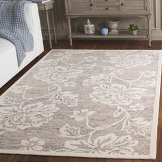 Grey / Ivory Hand Tufted Floral Safavieh Rug Size: Rectangle 5' x 8' Safavieh Jardin Hand Tufted 80% Wool/20% Cotton Floral Area Rug - Area Rugs in Gray/Ivory | Size Rectangle 5' x 8' | Perigold Floral Rugs, Safavieh Rug, Grey Rug, Floral Area Rugs, Floral Rug, Floral Botanical, Grey Rugs, Soft Textures, Rugs Online