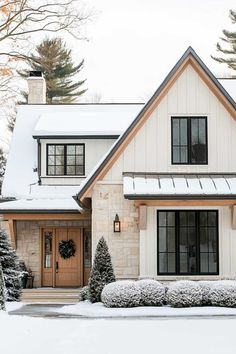 100+  Winter House Exterior Aesthetic Ideas That’ll Make Your Home Look Like A Cozy Postcard Cape Farmhouse Exterior, House Peak Accents, Different House Styles Exterior, House Exterior Aesthetic, Scandinavian Home Exterior, Exterior Aesthetic, Home Exterior Ideas, Assisted Living Homes, Winter House Exterior