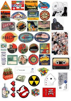 an assortment of stickers and decals from around the world