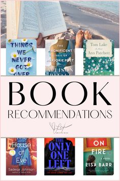 the front cover of a book that reads,'book recommendeds'and is surrounded by images of books