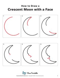 how to draw a crescent moon with a face step by step instructions for beginners