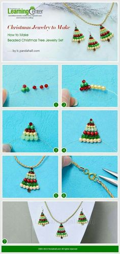 instructions to make beaded christmas tree necklaces