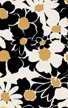 a black and white flower pattern with gold accents on it's side, in the middle of an instagram post