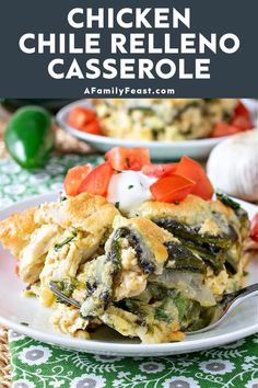 chicken, cheese and spinach casserole on a white plate