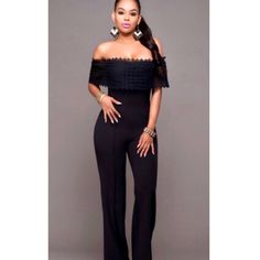 Brand New Black Sexy Off The Shoulder Wide Leg Jumpsuit. Bnwot. Follow Ig: @Mzenvy & @Stylestreetexperience Elegant Black Jumpsuits And Rompers For Club, Black Strapless Jumpsuit For Going Out, Elegant Black Jumpsuit For Club, Chic High-waist Jumpsuits And Rompers For Club, Chic High-waist Jumpsuits For Club, Chic Black Strapless Jumpsuit For Club, Off The Shoulder Jumpsuit, Wide Leg Jumpsuit, Women's Style