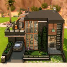 Этот строгий, но уютный жилой дом ищет себе семью💛🧡💜 Sims 3 Houses Ideas Modern, The Sims 4 Newcrest Ideas, Sims 4 Modern House Floor Plans Layout, Modern Starter Home Sims 4, Sims 4 Building Inspiration, Sims Conversation Pit, Sims Hotel Ideas, Modern Tiny House Sims 4, Sims 4 Loft House Exterior