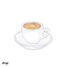 a drawing of a cup of coffee on a saucer