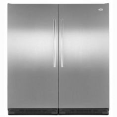 a stainless steel double door refrigerator