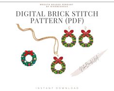 the digital brick stitch pattern for christmas wreaths