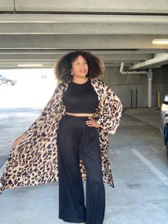 Kimono Maxi Cardigan | Leopard - Noir Envy Boutique Fall Kimono Outfit, Kimono Over Dress Outfits, Oversized Long Sleeve Kimono For Day Out, Kimono Over Dress, Black Maxi Length Kimono, Black Flowy Pants Outfit, Black Printed Kimono With Kimono Sleeves, Long Kimono Outfit, Black Long Printed Kimono