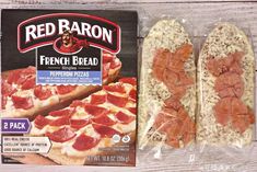 two packages of red baron french bread and pepperoni pizzas